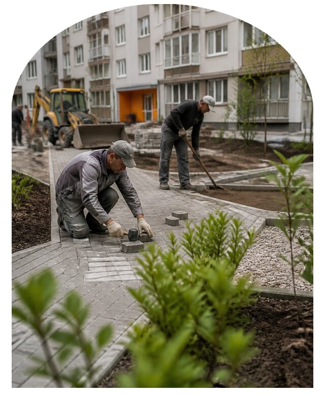 Благоустройство двора многоквартирного дома в Воронеже